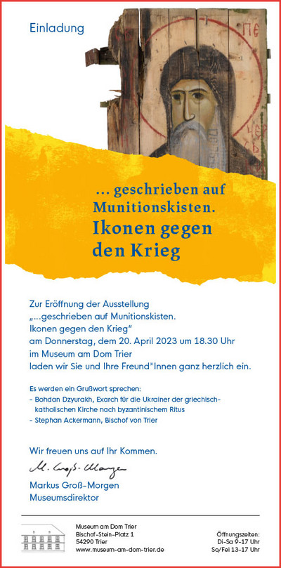 Flyer Ausstellung Ikonen gegen den Krieg